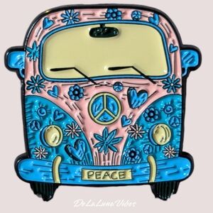 3/$12 Vintage VW Bus NEW - VW Colorful Peace Bus Enamel Pin!